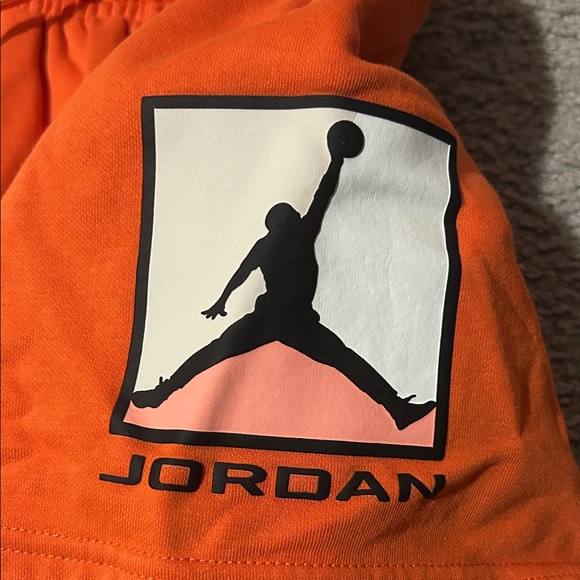 Jordan Orange Athletic Fleece Shorts with Drawstring - Picture 2 of 3